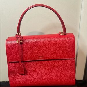 Saint Laurent Red Calfskin Moujik Top Handle Bag